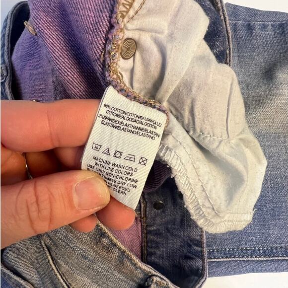 Free People Bleach Splatter Distressed Raw Hem Flare Denim Jeans Size 31 - Picture 6 of 7